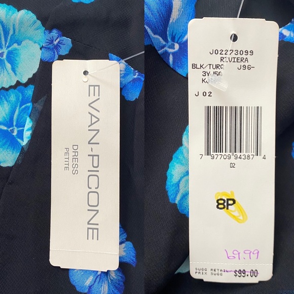 NWT Evan-Picone Floral Print V-Neck Sleeveless Dress Size 8 - Picture 8 of 14